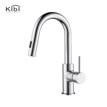 KIBI Circular Single Handle Pull Down Kitchen & Bar Sink Faucet, Chrome KKF2011CH